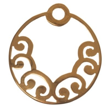 Pendentif métal élément boho filigrane, rond, 39 x 36 mm, doré
