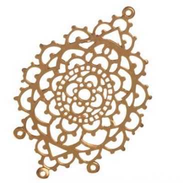 Pendentif métal élément boho filigrane, ovale, 53 x 37 mm, doré