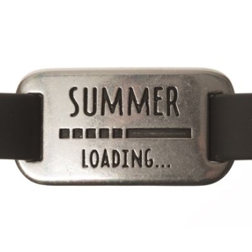 Metal pendant / bracelet connector, "Summer Loading", 35 x 18 mm, silver-plated