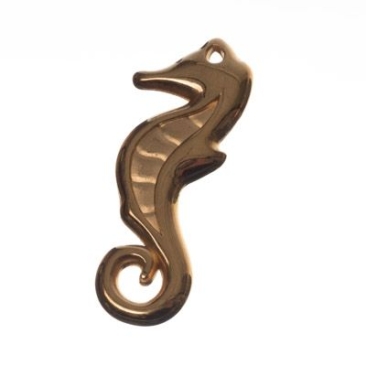 Metal pendant / bracelet connector, seahorse, 30 x 12 mm, gold-plated