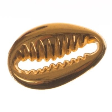Pendentif en métal / Connecteur de bracelet, coquillage, 12 x 8 mm, doré
