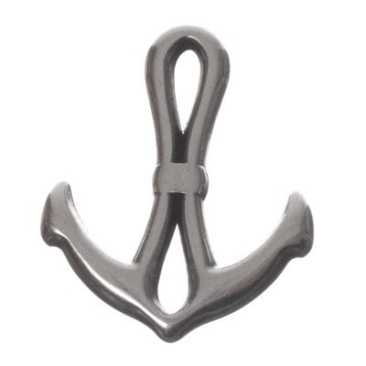 Metal pendant/bracelet connector, anchor, 23 x 19 mm, silver-plated