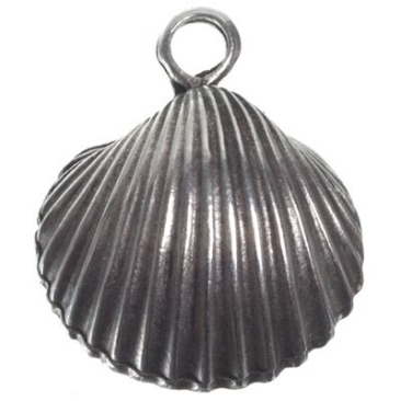 Pendentif métal coquillage, 26 x 21 mm, argenté