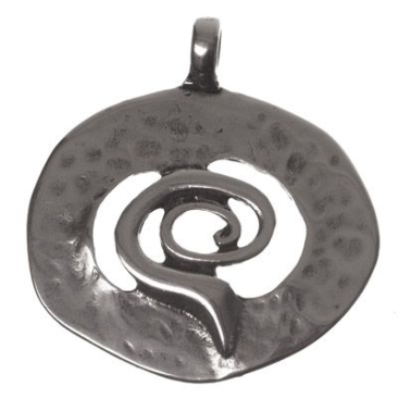 Pendentif métal spirale, 52 x 48 mm, argenté