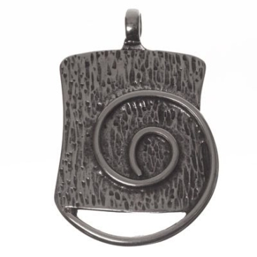 Metal pendant spiral, 57 x 37 mm, silver-plated