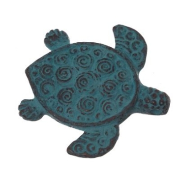 Patina metalen hanger schildpad, 30 x 30 mm