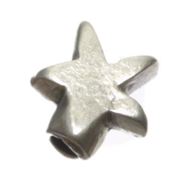 Metal bead, star, approx. 10 mm, silver-plated