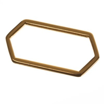 Pendentif métal hexagonal long, 22 x 11 mm, doré