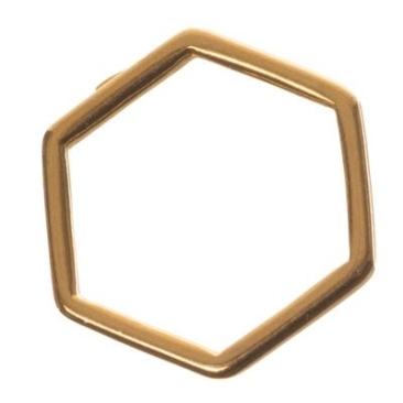 Metal pendant hexagon, 14 x 16 mm, gold-plated