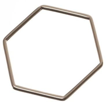 Pendentif métal hexagonal, 26 x 30 mm, argenté