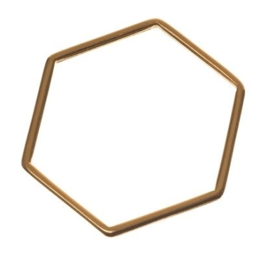 Metal pendant hexagon, 26 x 30 mm, gold-plated