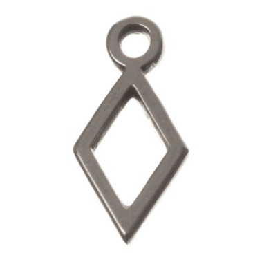 Metal pendant rhombus, 14 x 7 mm, silver-plated