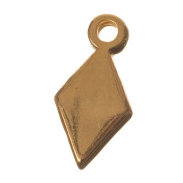 Metal pendant rhombus, 14 x 7 mm, gold-plated