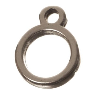 Pendentif métal cercle, 11 x 8 mm, argenté