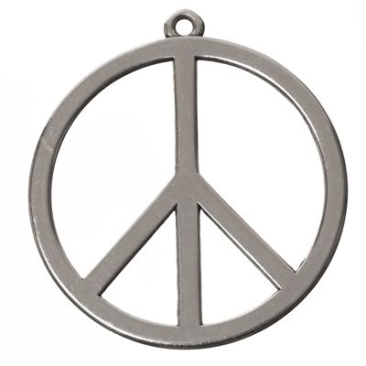 Metal pendant, Peace, 60 mm, silver-plated