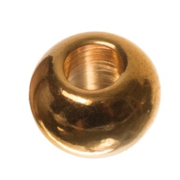 Metal bead , Ball, 6 x 3.9 mm, gold plated