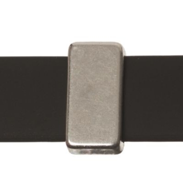 Metalen kraal mini schuifvierkant, verzilverd, ca. 5 x 8,5 mm