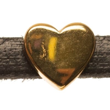 Metal bead mini slider heart, gold-plated, approx. 9 x 8.5 mm
