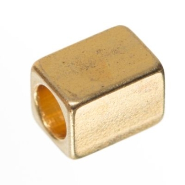 Metal bead spacer square, approx. 7 x 5 mm, gold-plated
