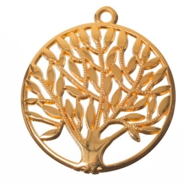 Metal pendant tree, gold-plated, approx. 42 x 37.5 mm