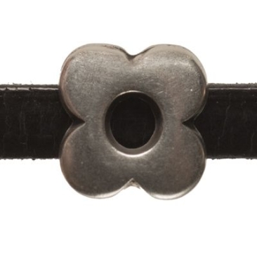Perle métallique Mini-Slider Fleur, argentée, env. 12 x 12 mm