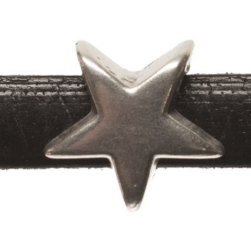 Metallperle Mini-Slider Stern, versilbert, ca. 9 x 9 mm