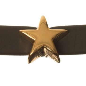 Perle métallique Mini-Slider étoile, doré, environ 9 x 9 mm