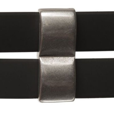 Metal bead double slider square, silver-plated, approx. 9.5 x 24.5 mm