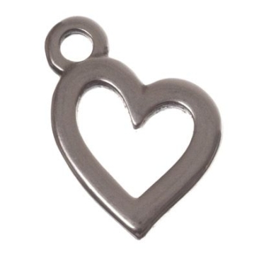 Pendentif métal cœur, argenté, env. 18,0 x 12,5 mm,