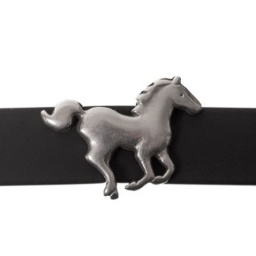 Perle métallique Slider cheval, argentée, env. 22 x 14,5 mm