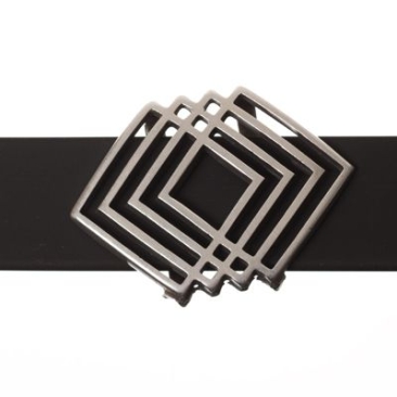 Metal bead Slider Geometric, silver-plated, approx. 31 x 23.5 mm