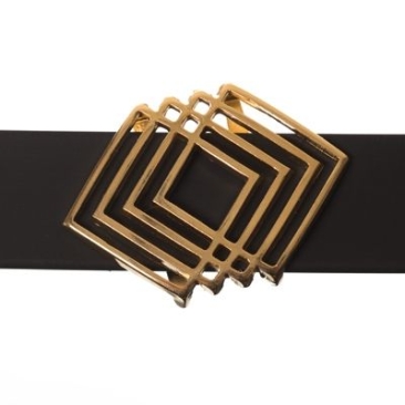 Metal bead slider Geometric, gold-plated, approx. 31 x 23.5 mm