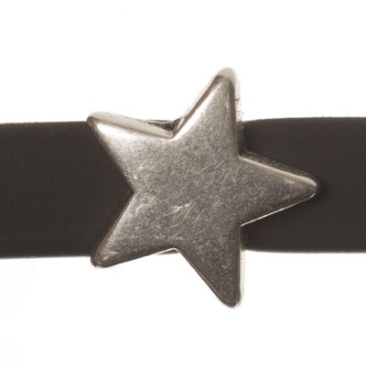 Perle métallique Mini-Slider étoile, argentée, env. 10,0 mm