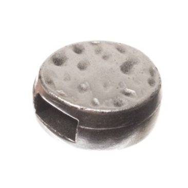 Perle métallique Micro-Slider Ovale, argentée, env. 5,5 x 5,5 mm