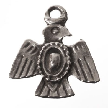 Metal pendant, bird, 17 x 7 mm, silver-plated