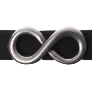 Metallperle Mini-Slider Infinity, versilbert, ca. 15 x 7,0 mm