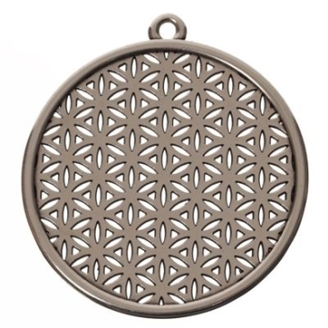 Metal pendant Flower of Life, diameter 45 mm, silver-plated