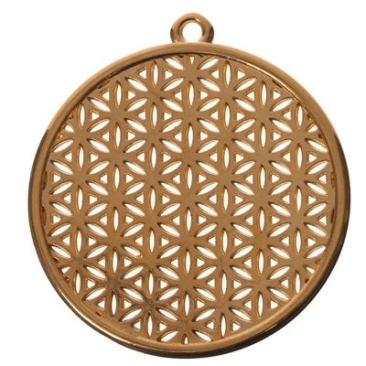 Metal pendant Flower of Life, diameter 45 mm, gold-plated