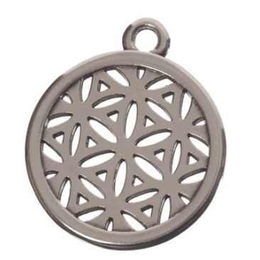 Metal pendant Flower of Life, diameter 20 mm, silver-plated