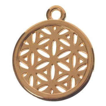 Metal pendant Flower of Life, diameter 20 mm, gold-plated