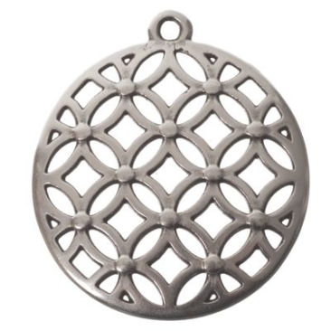 Metal pendant Flower of Life, diameter 30 mm, silver-plated