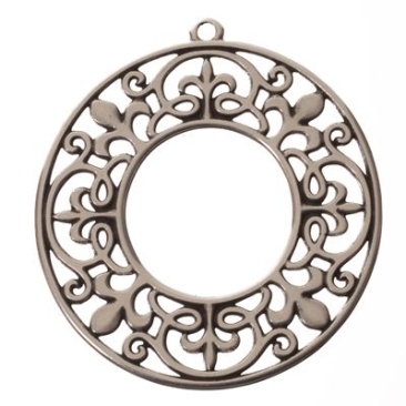 Metallanhänger Filgranes Ornament, Durchmesser 45 mm, versilbert