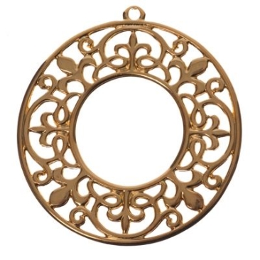 Metal pendant Filgranes ornament, diameter 45 mm, gold-plated