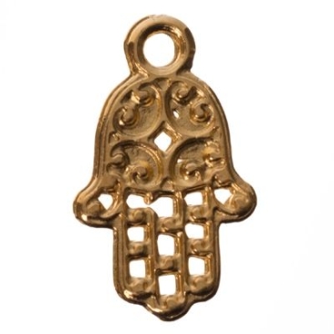 Metal pendant Hamsa, 15.5 x 10 mm, gold-plated