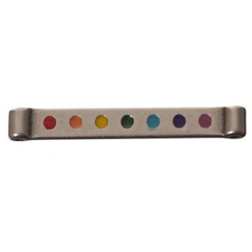 Connecteur de bracelet Sept chakras, 37,5 x 5,0 mm, argenté et émaillé