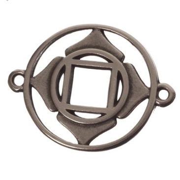 Connecteur de bracelet chakra racine/base, 24 x 20 mm, argenté