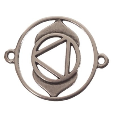 Connecteur de bracelet Troisième œil/chakra frontal, 24 x 20 mm, argenté