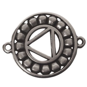 Bracelet connector navel/solar plexus chakra, 24 x 20 mm, silver-plated