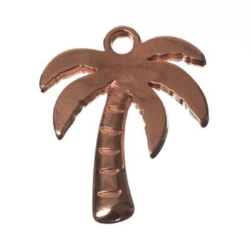 Metal pendant palm tree, diameter 17 x 20 mm, rose gold plated
