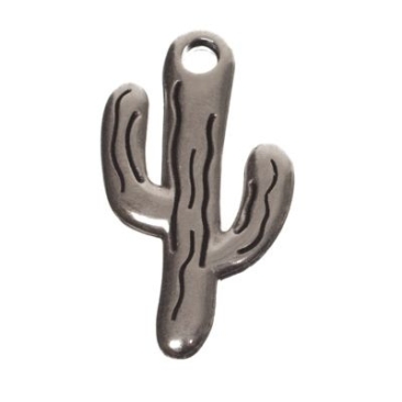 Metal pendant cactus, diameter 12 x 21 mm, silver-plated